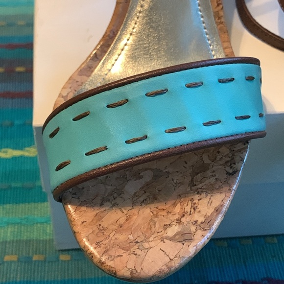 NEW Brazilian chunky heels in teal and chocolate. Size 6 - Picture 10 of 12